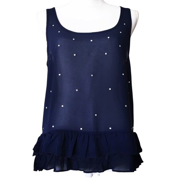 The Arte by Zenana sheer chiffon ruffled embellished tank small - Picture 8 of 8